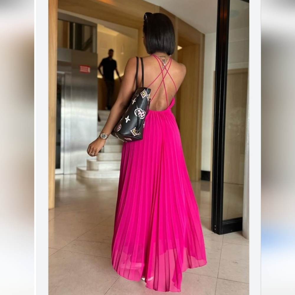 Zara Pleated Pink Dress Size S NWT - Picture 14 of 16